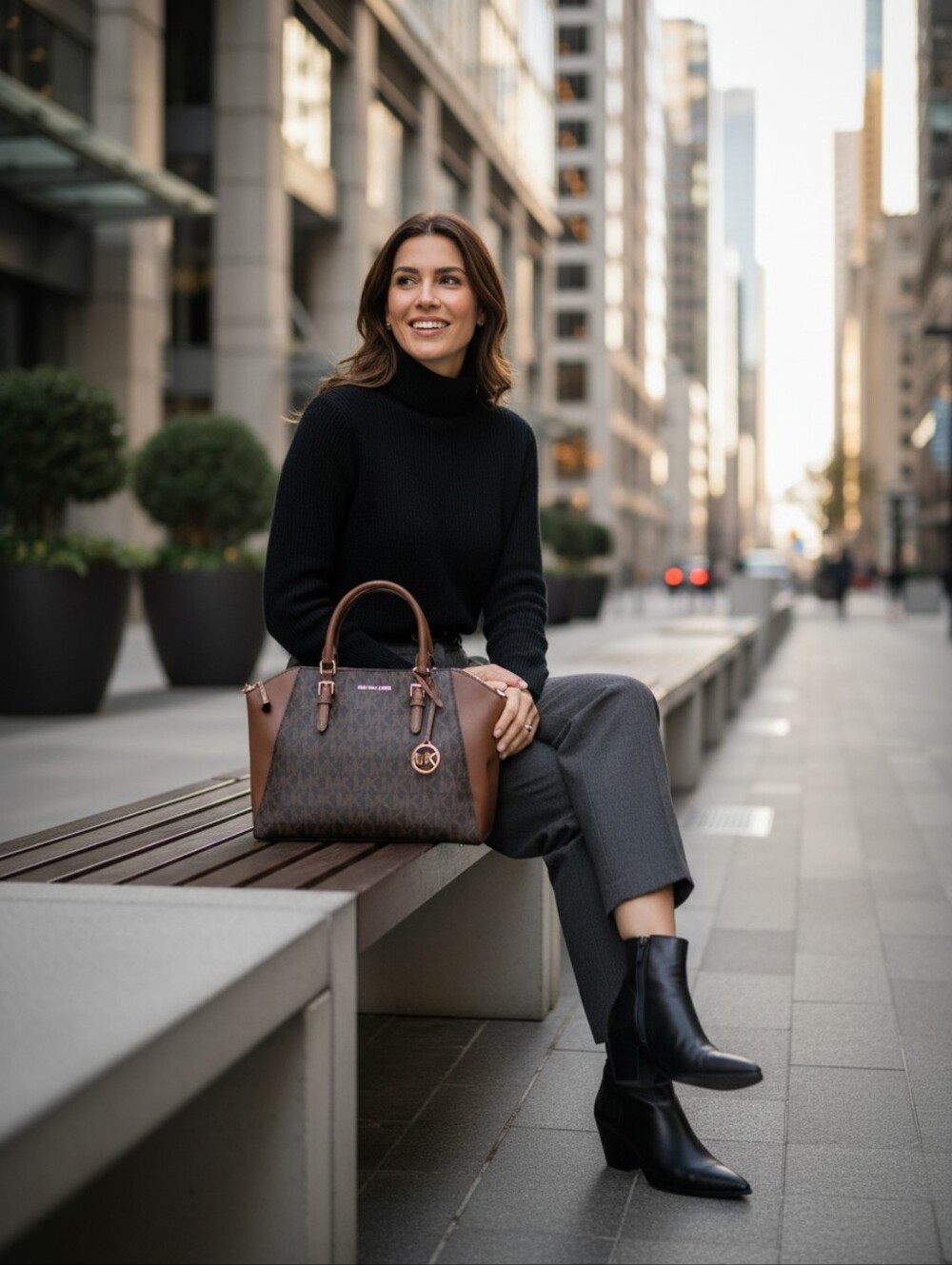 New Michael KORS Ciara Large Logo Acorn Leather Satchel - Picture 10 of 10